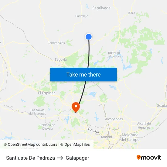 Santiuste De Pedraza to Galapagar map