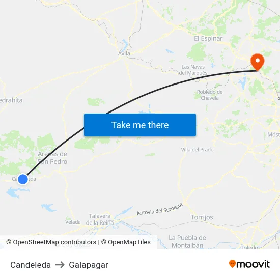 Candeleda to Galapagar map