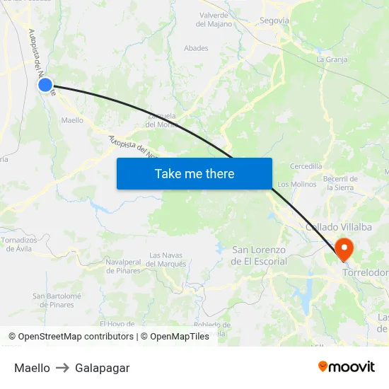 Maello to Galapagar map