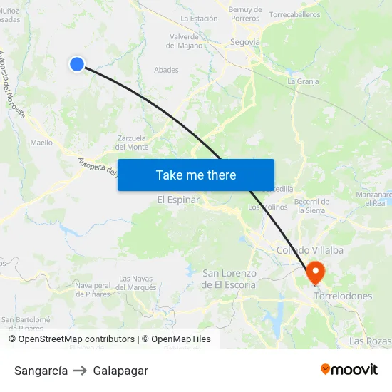 Sangarcía to Galapagar map