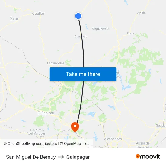 San Miguel De Bernuy to Galapagar map