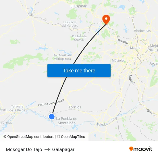 Mesegar De Tajo to Galapagar map