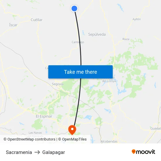 Sacramenia to Galapagar map