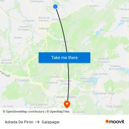 Adrada De Pirón to Galapagar map