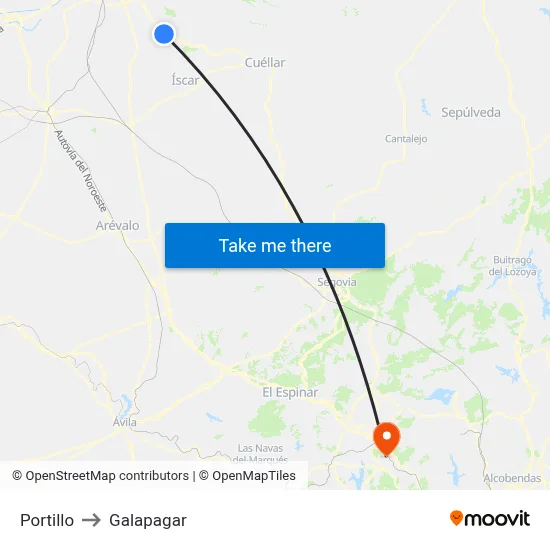 Portillo to Galapagar map
