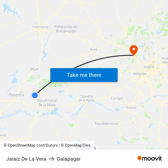 Jaraíz De La Vera to Galapagar map
