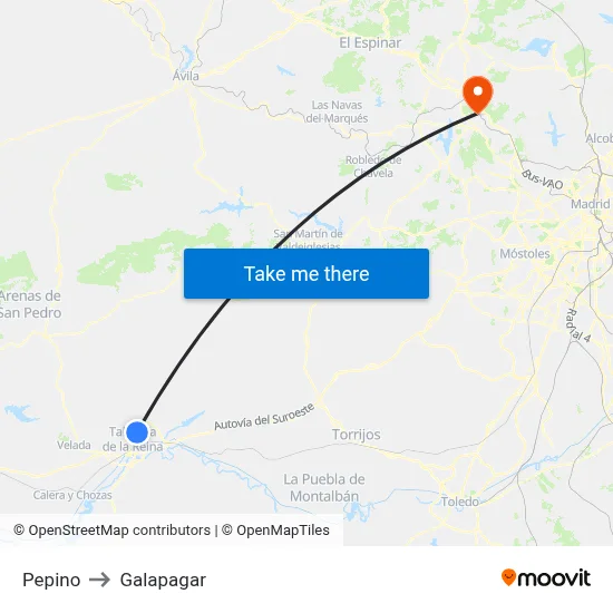 Pepino to Galapagar map