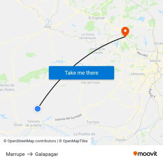 Marrupe to Galapagar map
