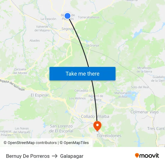 Bernuy De Porreros to Galapagar map