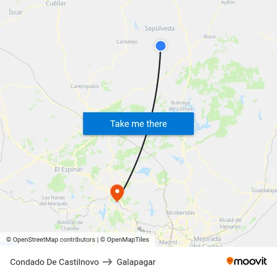 Condado De Castilnovo to Galapagar map