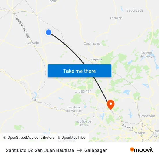 Santiuste De San Juan Bautista to Galapagar map