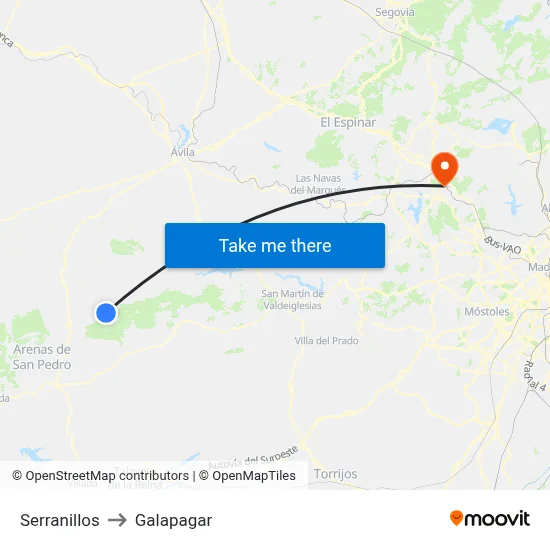 Serranillos to Galapagar map
