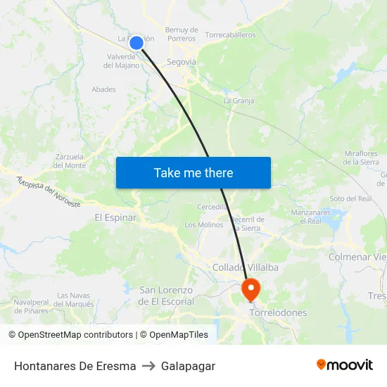 Hontanares De Eresma to Galapagar map