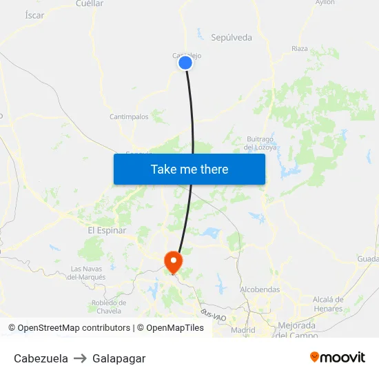 Cabezuela to Galapagar map