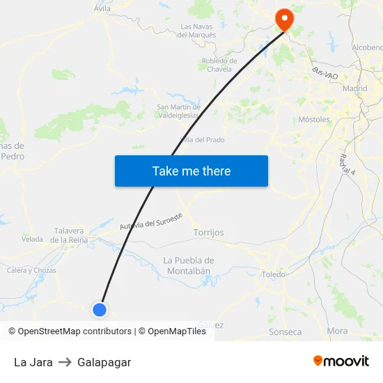 La Jara to Galapagar map