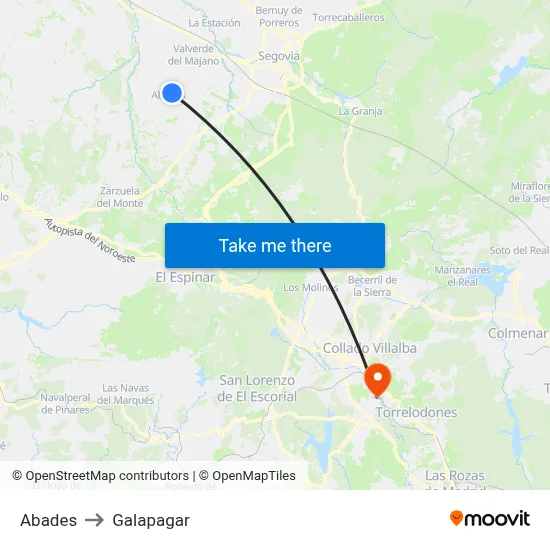 Abades to Galapagar map