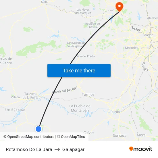 Retamoso De La Jara to Galapagar map