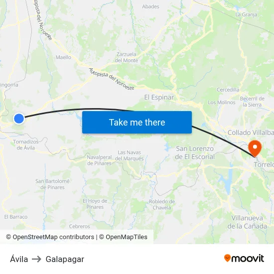 Ávila to Galapagar map
