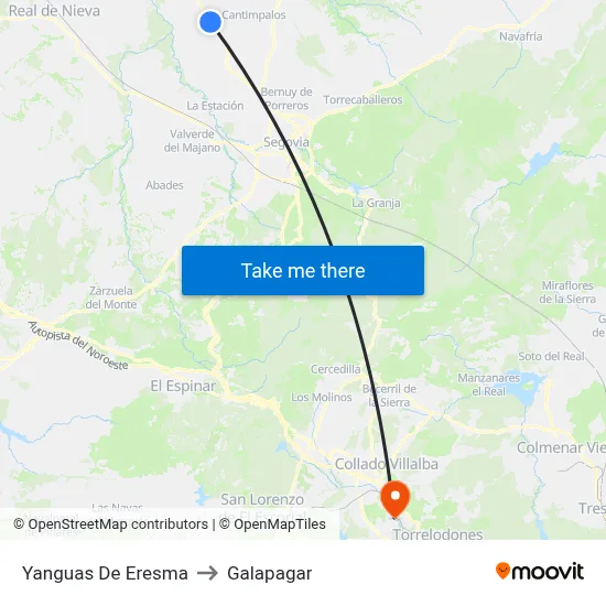 Yanguas De Eresma to Galapagar map