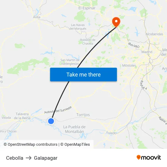 Cebolla to Galapagar map