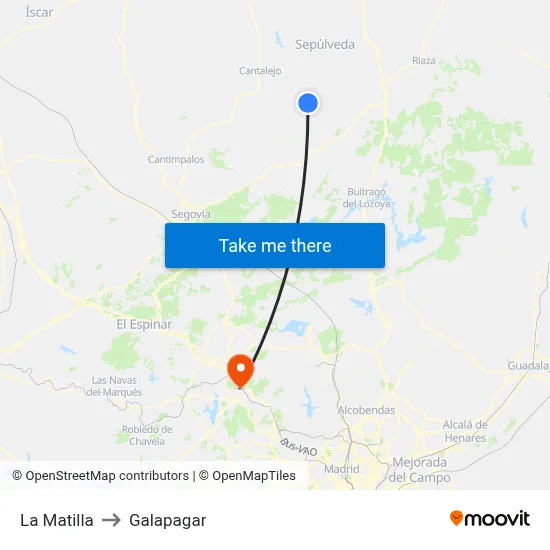 La Matilla to Galapagar map