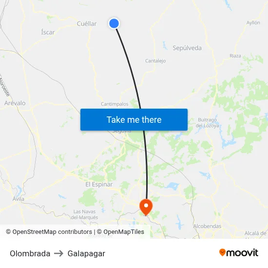 Olombrada to Galapagar map
