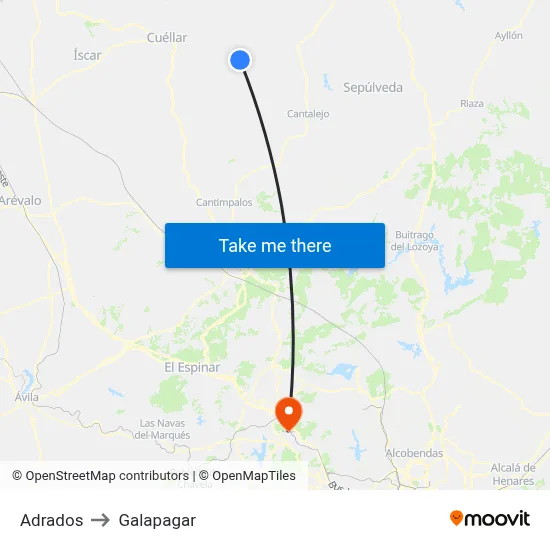 Adrados to Galapagar map