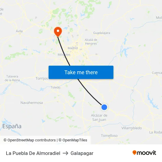 La Puebla De Almoradiel to Galapagar map