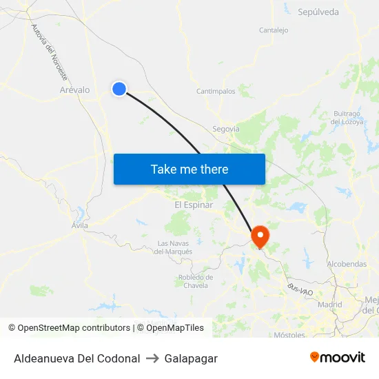 Aldeanueva Del Codonal to Galapagar map