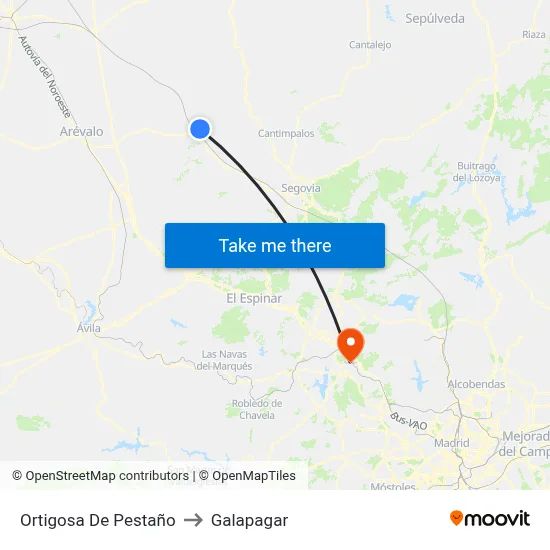 Ortigosa De Pestaño to Galapagar map