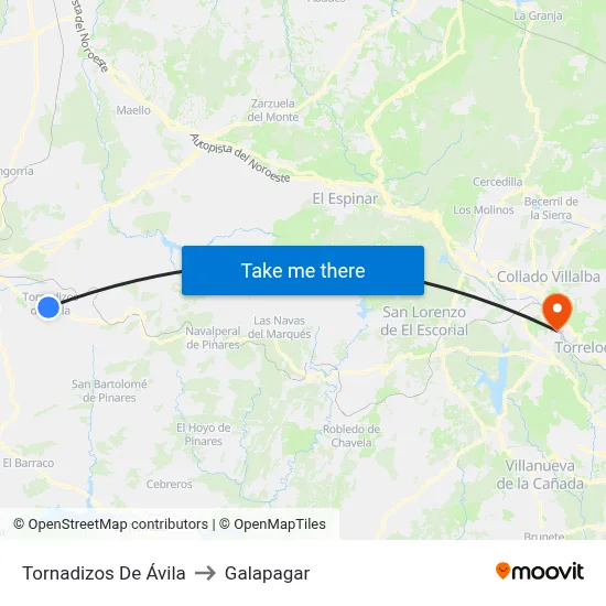 Tornadizos De Ávila to Galapagar map