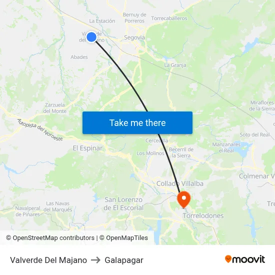 Valverde Del Majano to Galapagar map