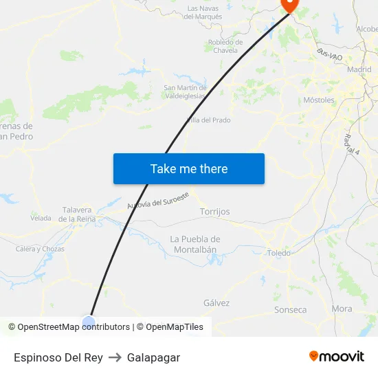 Espinoso Del Rey to Galapagar map