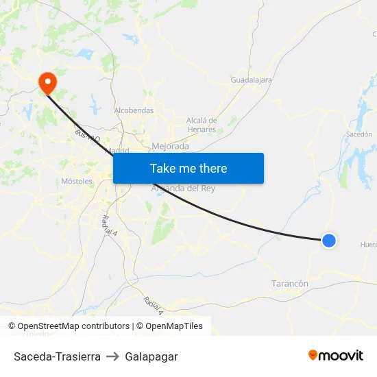 Saceda-Trasierra to Galapagar map