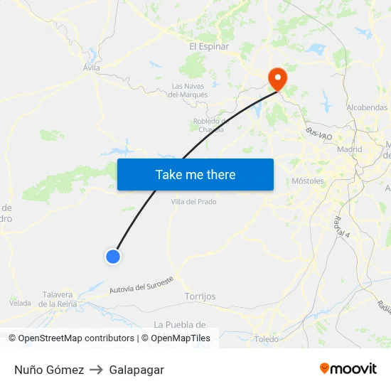 Nuño Gómez to Galapagar map