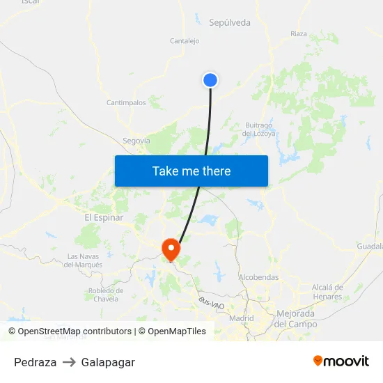 Pedraza to Galapagar map