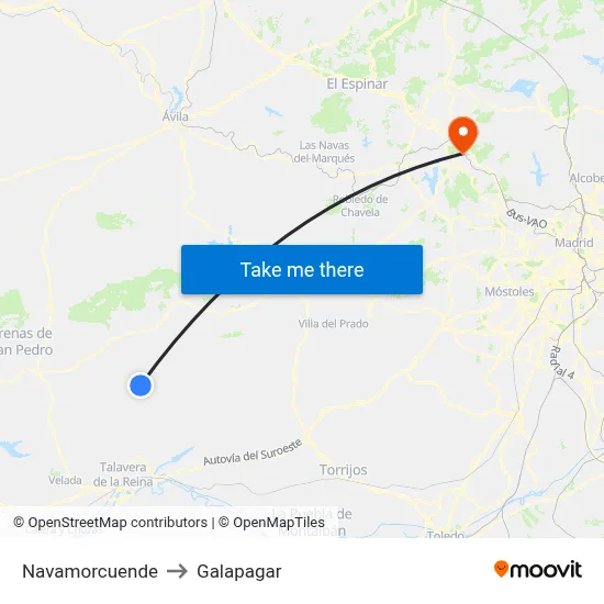 Navamorcuende to Galapagar map
