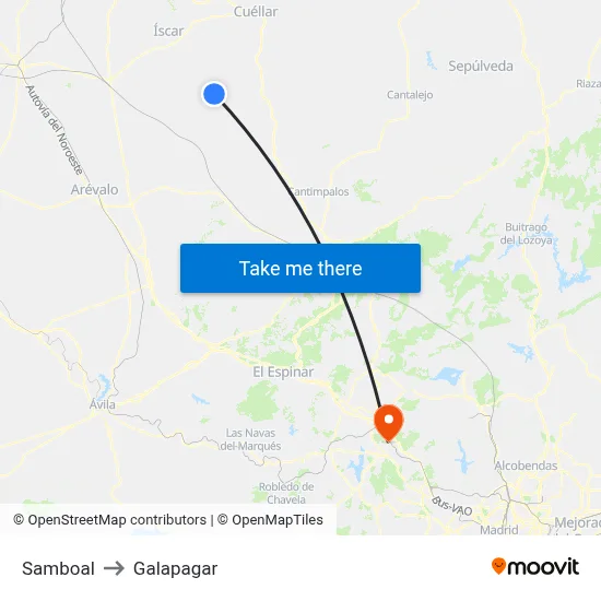 Samboal to Galapagar map