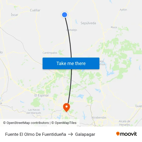 Fuente El Olmo De Fuentidueña to Galapagar map