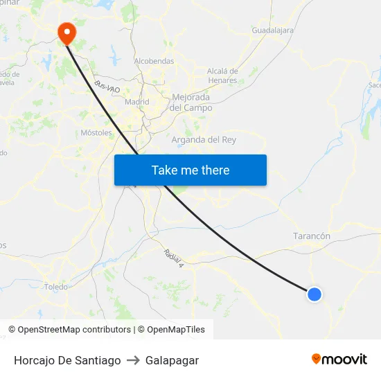 Horcajo De Santiago to Galapagar map