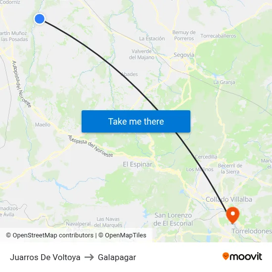 Juarros De Voltoya to Galapagar map