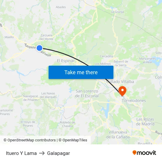 Ituero Y Lama to Galapagar map