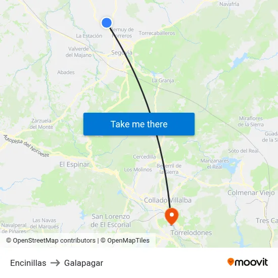 Encinillas to Galapagar map