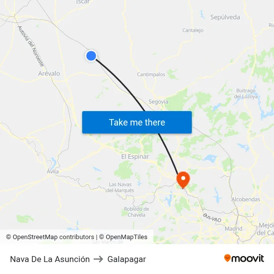 Nava De La Asunción to Galapagar map