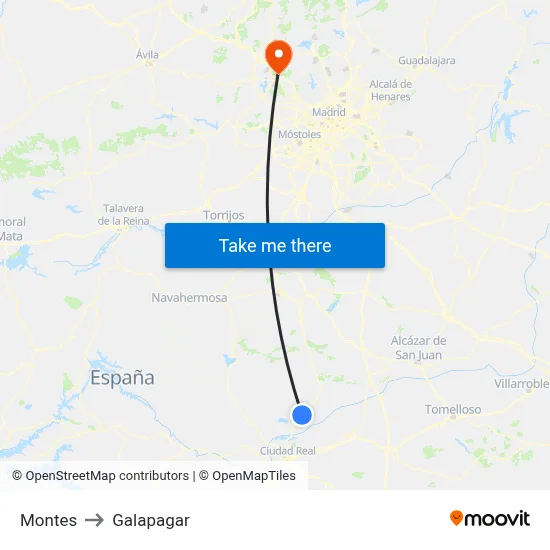 Montes to Galapagar map