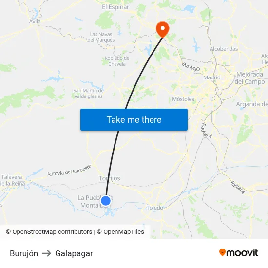 Burujón to Galapagar map