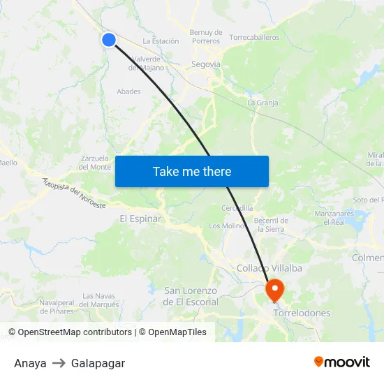 Anaya to Galapagar map