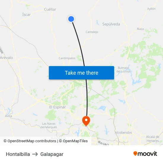 Hontalbilla to Galapagar map