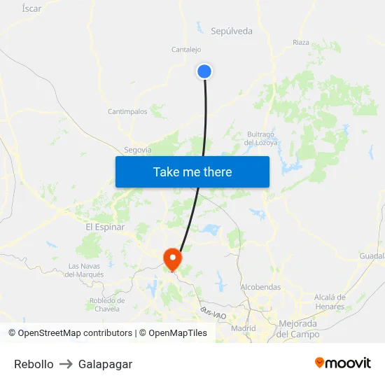 Rebollo to Galapagar map