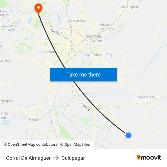 Corral De Almaguer to Galapagar map